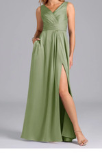 Azazie Karina NWT Womens Size A6 Dusty Sage Green A-Line Bridesmaid Dress