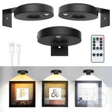3Pack LED Picture Lights for Wall Rechargeable Battery Picture Frame Light Remot