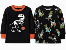 Carter's Halloween Sleep Shirts 2 Pack Tops Only Glow in Dark 12M NWT