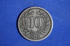 1915 Austria 10 Heller Nickel Brass Coin #M25363