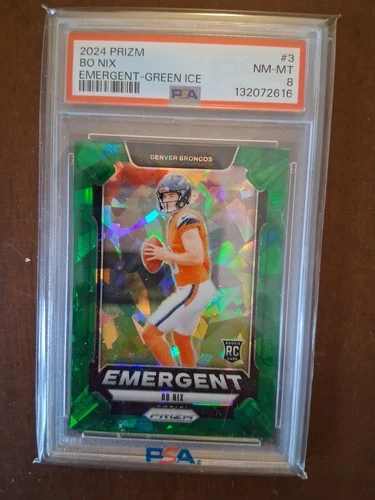 BO NIX EMERGENT-GREEN ICE 2024 PRIZM CARD #3 PSA 8 ROOKIE CARD