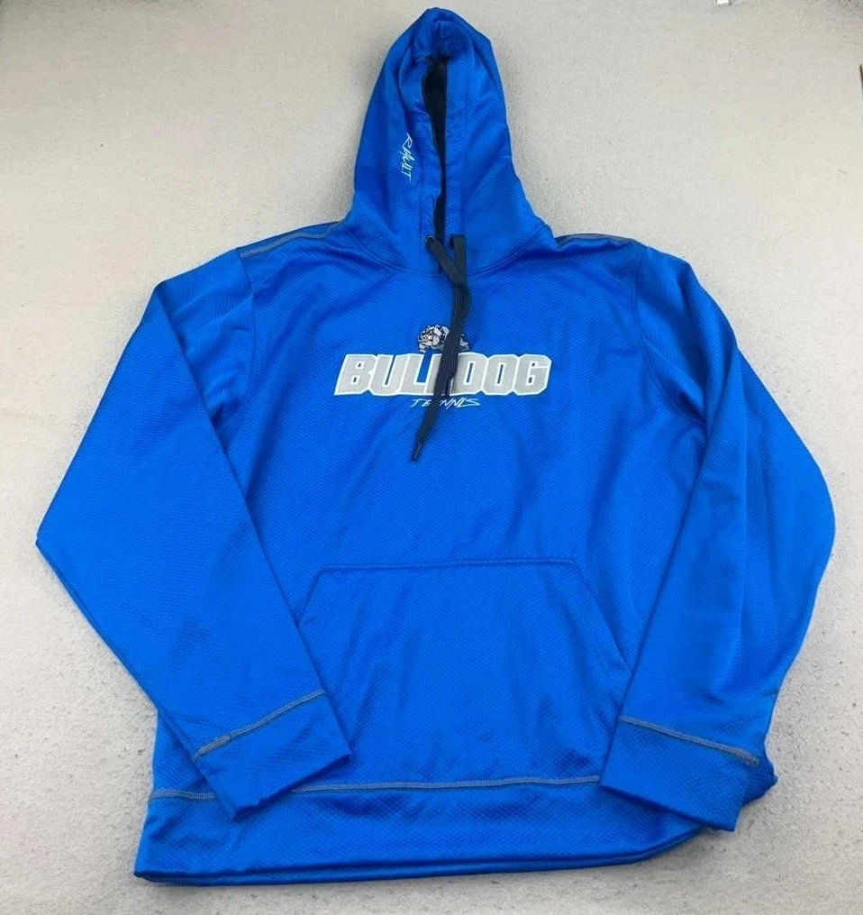 Bulldog Tennis Hoodie Mens XL Blue Long Sleeves Pullover