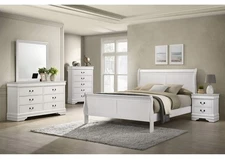 Transitional Style White Finish Twin Size 3pc Bed Set Bedroom Furniture