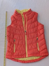 L.L. Bean Unisex Kids Puffer Down Vest Red Yellow L 6/7 Full Zip Lightweight