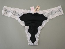 NEW Victoria's Secret VTG Silky Satin Lace Dream Angels Thong Panties MEDIUM