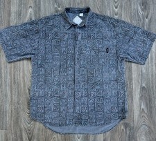Vintage Surf Skate Permit Button Up Mens Shirt Size XL Geometric Cotton 90s
