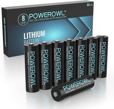 POWEROWL Lithium Batteries AA High Capacity Long Lasting, 1.5V Double 8 Pack