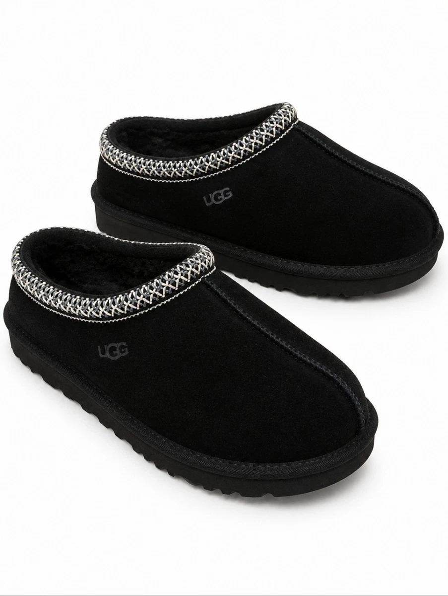 UGG Black Suede Slip-On Moccasin Slippers with Silver Stitch Trim UGG Slip On Black Slippers for Women for sale - eBay main image 4