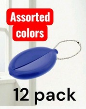 12  Hillman Coin Purse Holder KEY CHAIN Plastic ASSORTED COLORS Easy Open