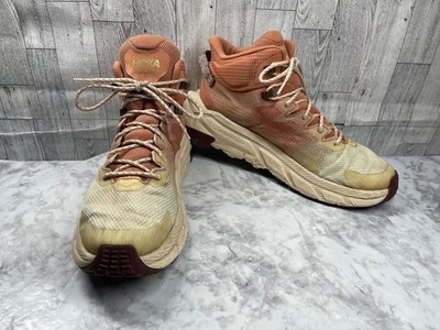 Hoka One One Trail Code GTX Sneakers Women 10.5B Hiking Shoes Orange Beige Trail