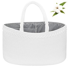 X-Large Diaper Caddy Organizer, Boho Rustic Cotton Rope Nursery Baby Basket, ...