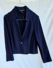 St John Women's Navy Blue Blazer Jacket Long Sleeve 10 Single Button NWOT