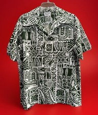 VTG "HAWAII NEI" HAWAIIAN SHIRT L LARGE GREEN  WHITE  60S/7Os MADE IN HAWAII