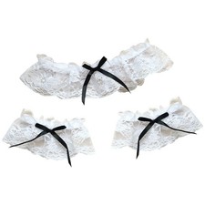 3 Piece Ruffle Lace Wedding Garter and Wristband Set for Bridesmaids Event