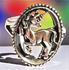 Thailand 925 Sterling Silver UNICORN Ring Cut Out Detailed SZ 7.5 NICE 