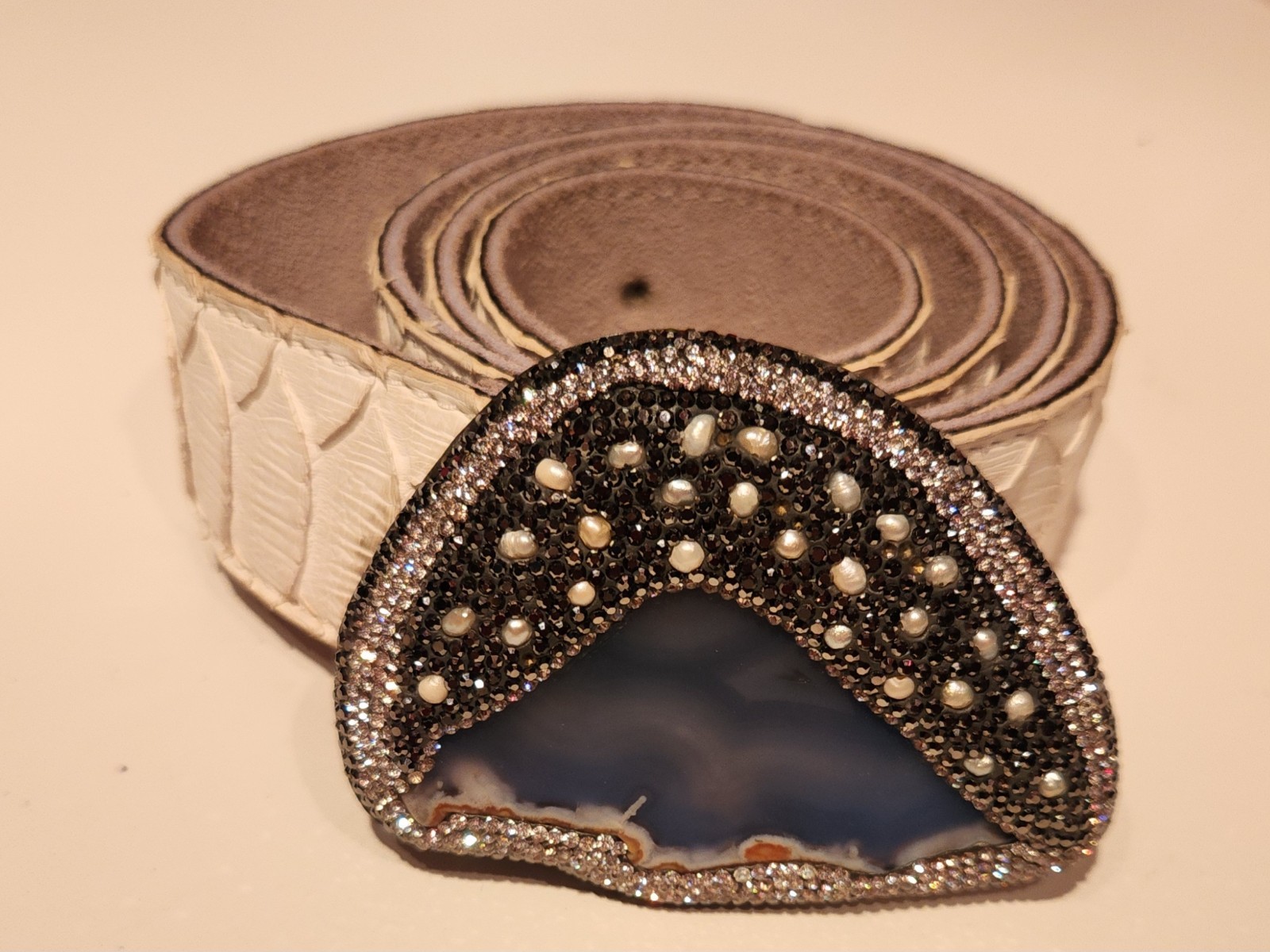 AMAZING Python Snake Belt with Removable Agate St… - image 4