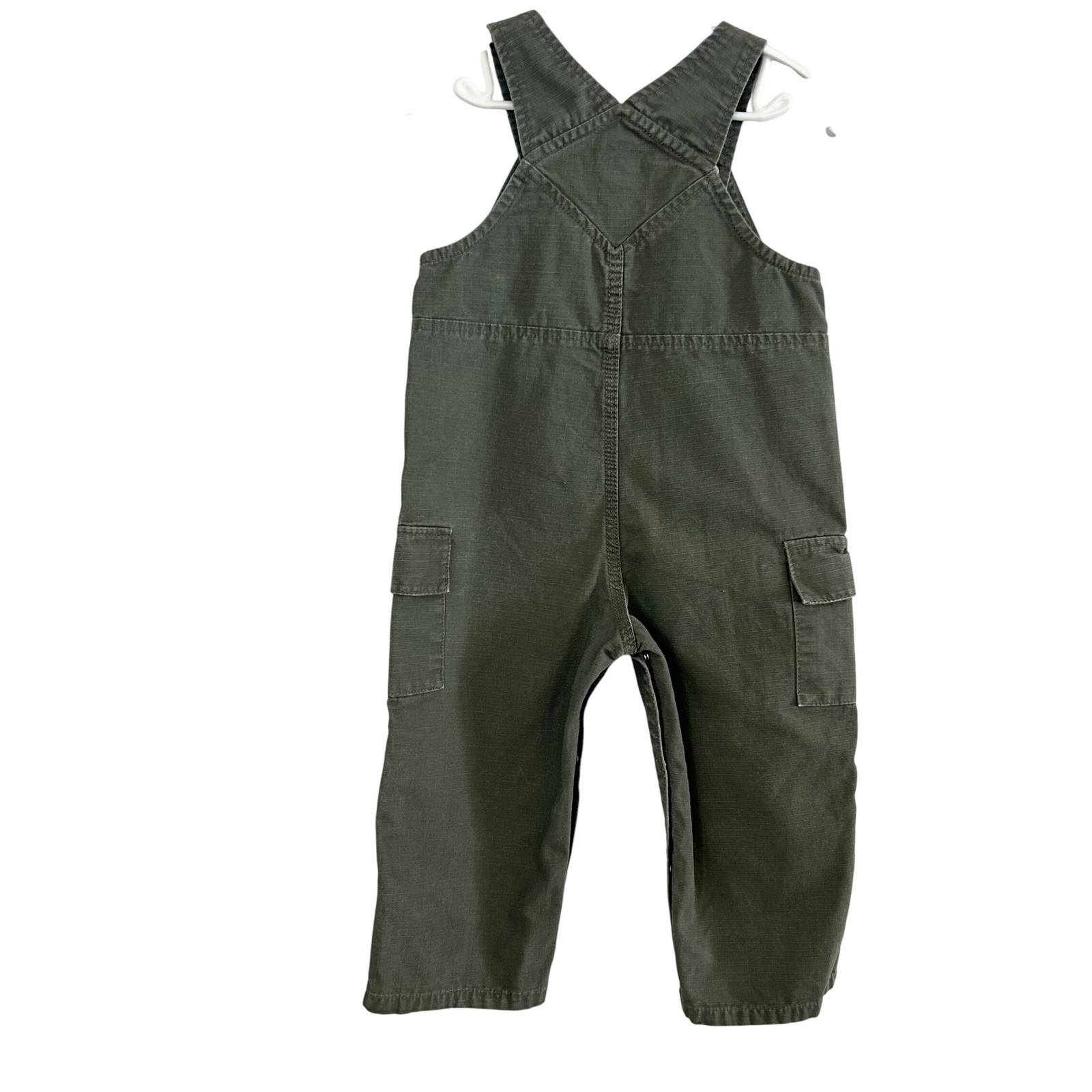 Carhartt Toddler 24 Months Olive Green Canvas Cargo Bib Overalls Workwear thumbnail 4