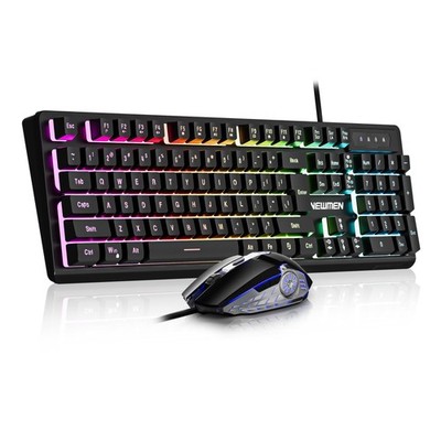 NEWMEN GM104 Gaming Tastatur und Maus Set, kabelgebunden RGB Hintergrundbeleuchtung 104 Tasten mechanisch