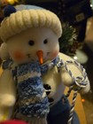 Christmas Decor Fabric Styrofoam Snowmen Riding On A Metal Sled 9in Long 6.5tall — photo 3