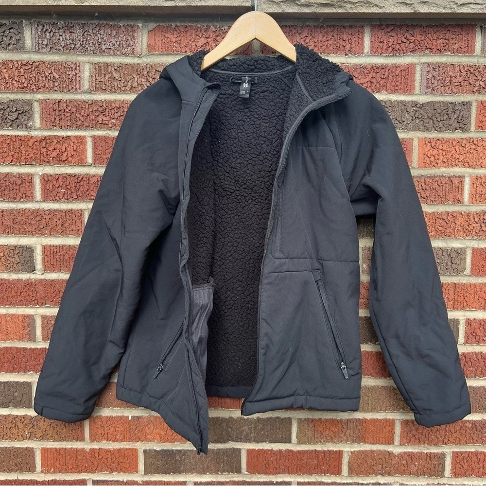 All in Motion Black Fleece Lined Full Zip Up Weather Rain Jacket