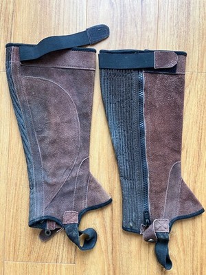 spanische Stiefelschäfte, Chaps, Damen, Wildleder, mittelbraun, Gr. L