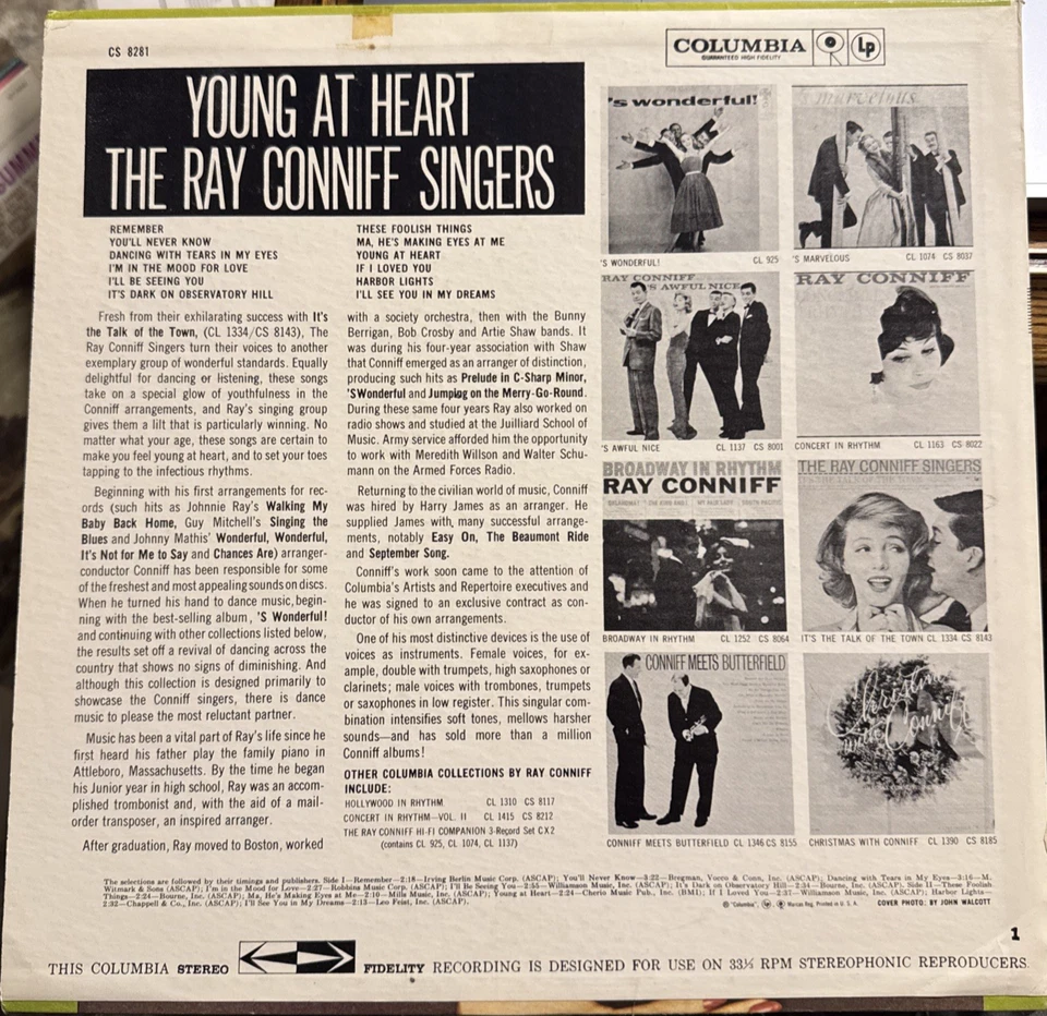 Ray Conniff Singers – Young at Heart 1960 Columbia CS 8281 Foto 2 de 4
