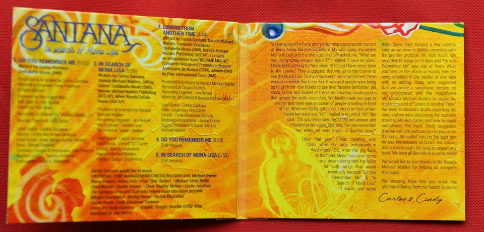 Santana – In Search Of Mona Lisa - CD - EU - SIGNED BY CINDY BLACKMAN SANTANA - Bild 3 von 4