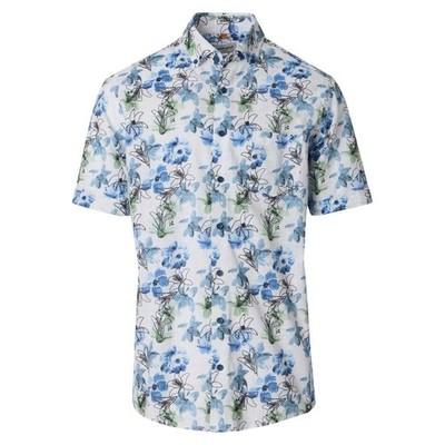 Redmond Mens Casual Shirt Short Sleeve Button Down 261445999 600 Green Blue White F