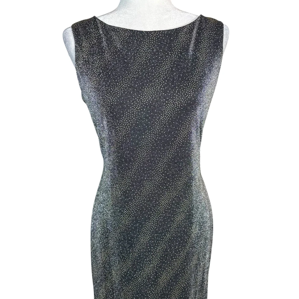 Vintage Cachet Evening Gown 12 Low Back Dress Sparkle Slit Floor Length USA Made - Image 3 of 4