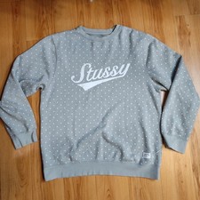 Stussy Polka Dot Men's Crewneck Gray Sz XL USA