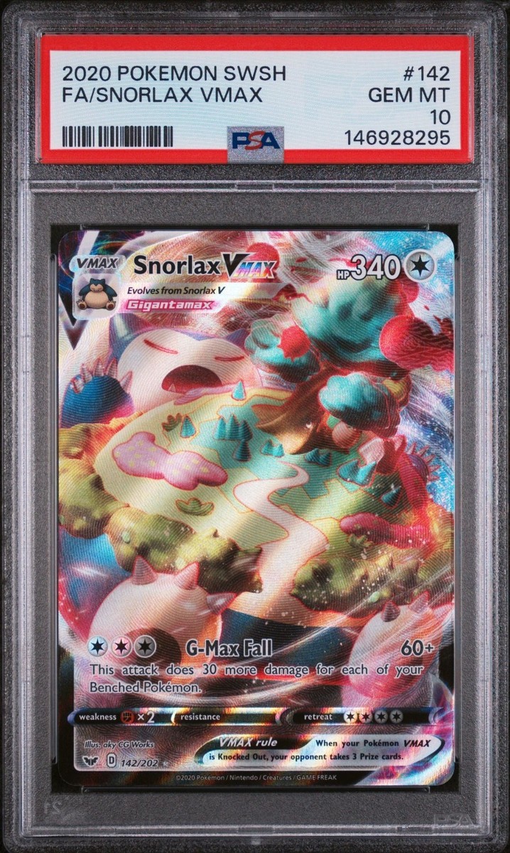 Snorlax VMAX PSA 10 Full Art Sword And Shield Base Set 142/202