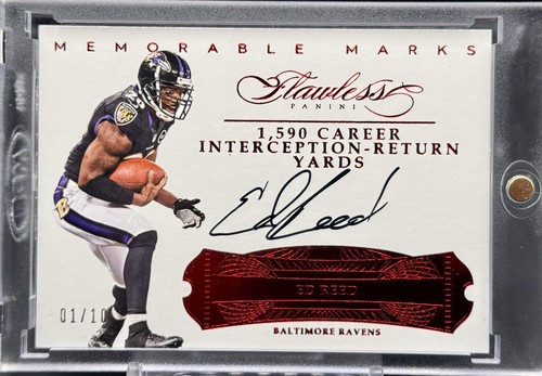 2016 Panini Flawless Ed Reed On Card Auto FOTL 1/10 Ravens