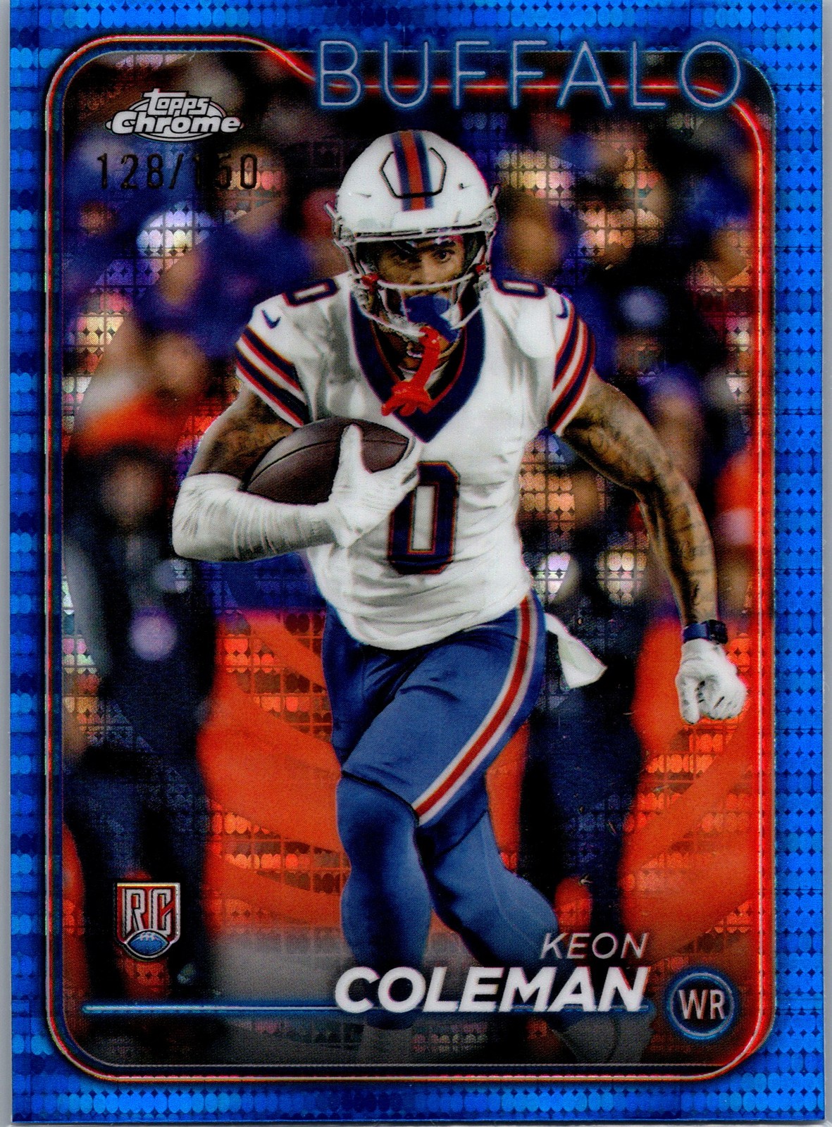 2024 Topps Chrome Bills Blue Sonar Refractor #/150 Keon Coleman RC #209