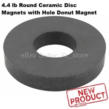Round Ceramic Disc Magnets with Hole Donut Magnet - 4.4 lb. Pull NEW