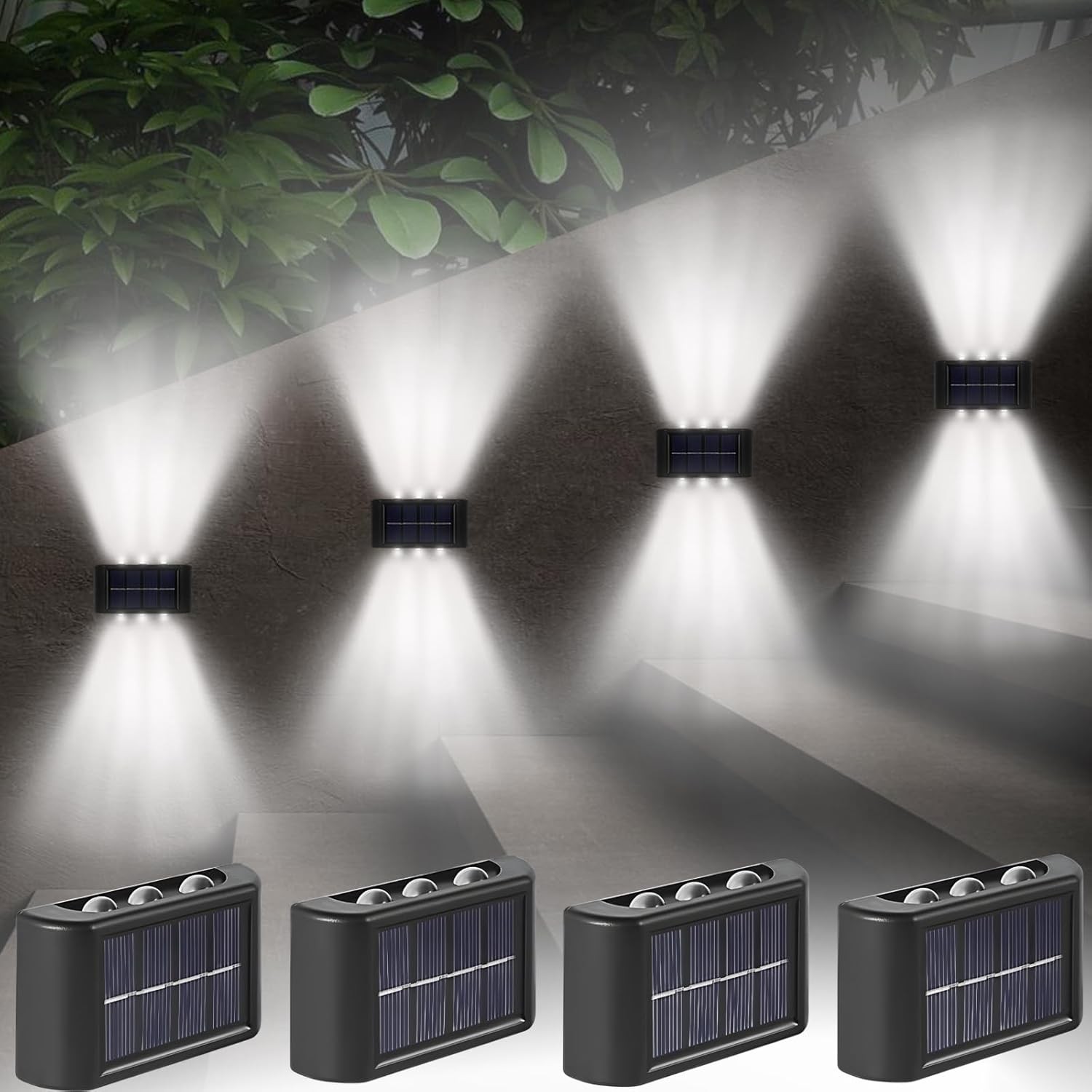 4Pack Solar Lights Outdoor LED Dusk to Down Garden Fence Yard Patio Wall Lamp US