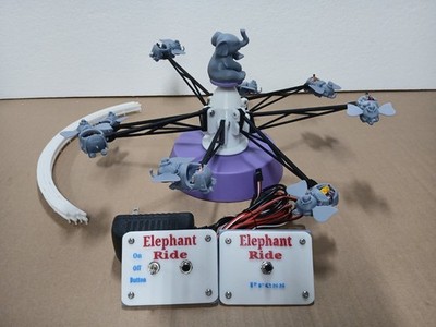 Carnival, Amusement park Elephant ride. HO scale. Motorized