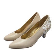 Valentino Garavani Pumps Floral Leather Beige Women's Size EU35.5/US5.5