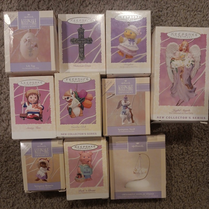 HALLMARK 1990s EASTER ORNAMENT COLLECTION LOT OF 10 DIFFERENT HANDCRAFTED