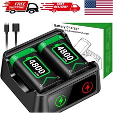 Rechargeable Xbox Battery Pack with Charger - Overcharge Protection, 2x 4800mWh