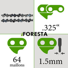 Chaîne tronçonneuse 64entraineurs 40cm de coupe 0.325 0.058 Parkside PBKS46A1...