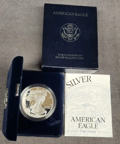 1998-P Proof American Silver Eagle Dollar $1 Box & COA US Mint Bullion OGP