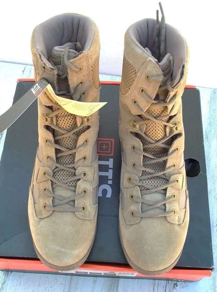 (39) BOTAS TÁCTICAS DESIERTO 5.11 COLOR TOSTADO COYOTE NUEVAS con ETIQUETAS TALLA 13 Foto 3 de 4