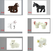 Animaux mini brique de construction, lapin ,cheval,vache , poule castle kingdoms