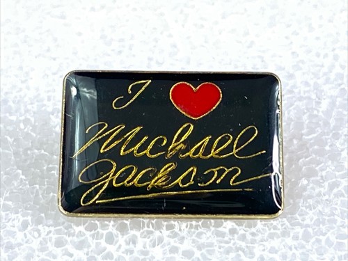1" I love Michael Jackson Pin Up Schwarz Gelb Gold Schriftzug Sammler - Bild 1 von 7
