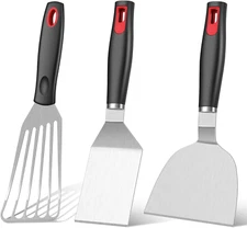Stainless Steel Spatula Set for Cast Iron Skillet, BBQ, Pancake, Egg, Burger