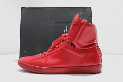【関税負担】 SAINT LAURENT SL24 SNEAKERS Yves Saint Laurent White/Black Perforated Leather SL24 High