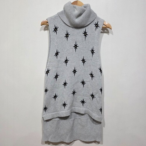 Sass and Bide Top AUS XS/8 US4 Grey Lyda Vegas Stars Skivvy Sleeveless Knit