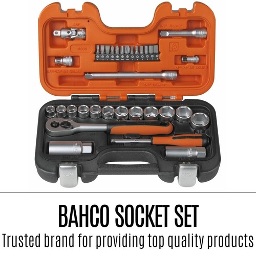 Bahco S330 34pce 1/4" & 3/8" Drive Metric Socket Set Reversible Mechanic Tool Ki - Picture 10 of 12