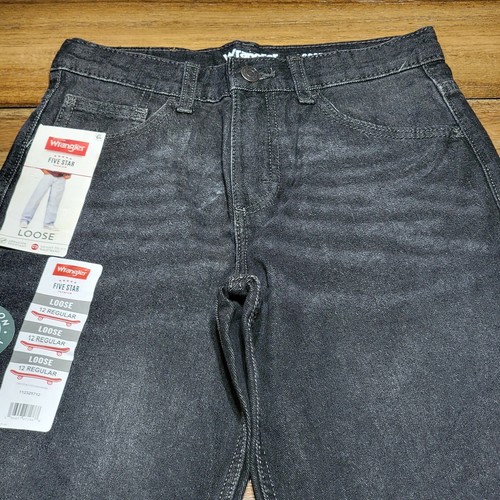 Wrangler Loose Fit Black Denim Jeans Abrasion Resistant - Size 12 Regular NWT - Picture 2 of 8