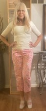 Vintage Lilly Pulitzer Pants Pink Green Floral Butterfly Cropped Size 8